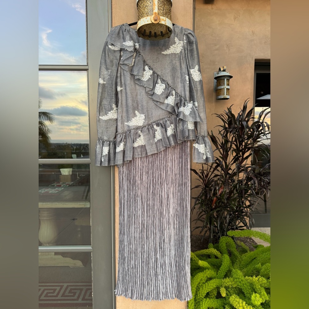 Mary McFadden 1980s holiday silver dress